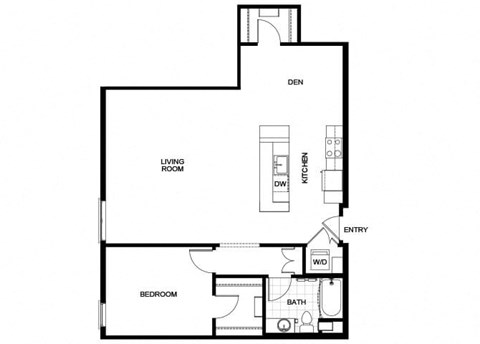 Floor plan for 1 bed, 1 bath